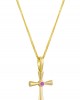 Byzantine cross with CZ and sapphire in 14k gold 