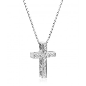 Cross with CZ in 14k white gold and chain Cross with CZ in 14k white gold and chain