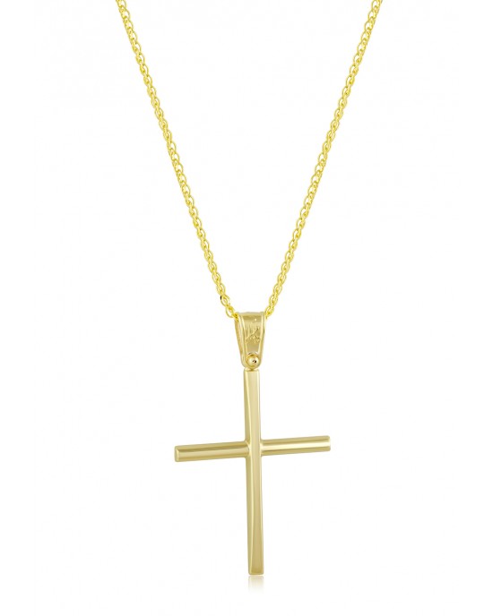 Ανδρικός βαπτιστικός σταυρός από χρυσό Κ14 και αλυσίδα
