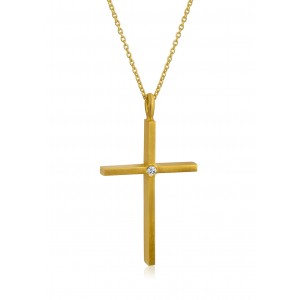Cross with diamond in 18k Gold  Cross with diamond in 18k Gold