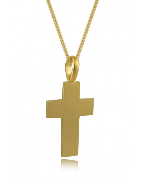 Ματ ανδρικός σταυρός από χρυσό Κ14