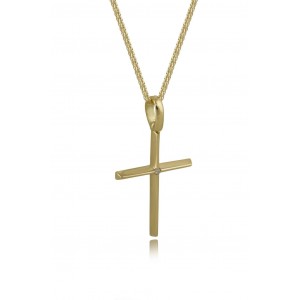 Cross with diamond in 14K gold 