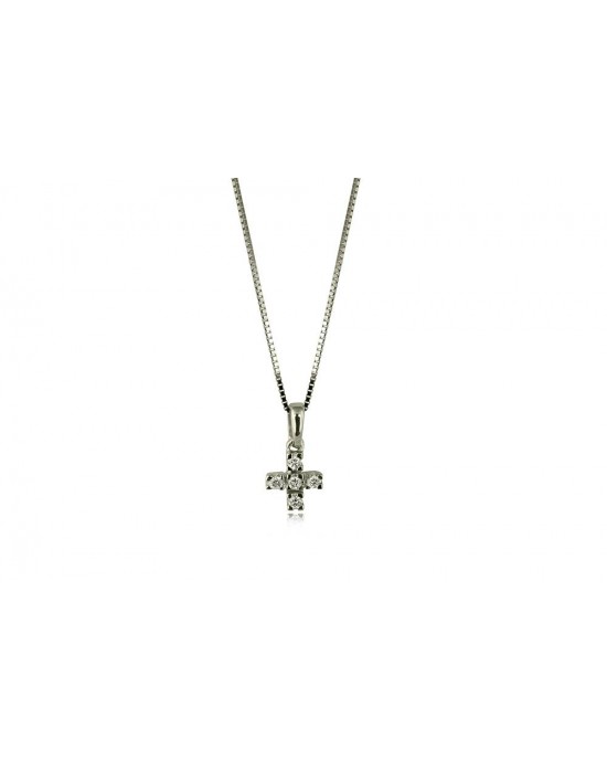 Cross with diamonds 0.10ct in 18K white gold 