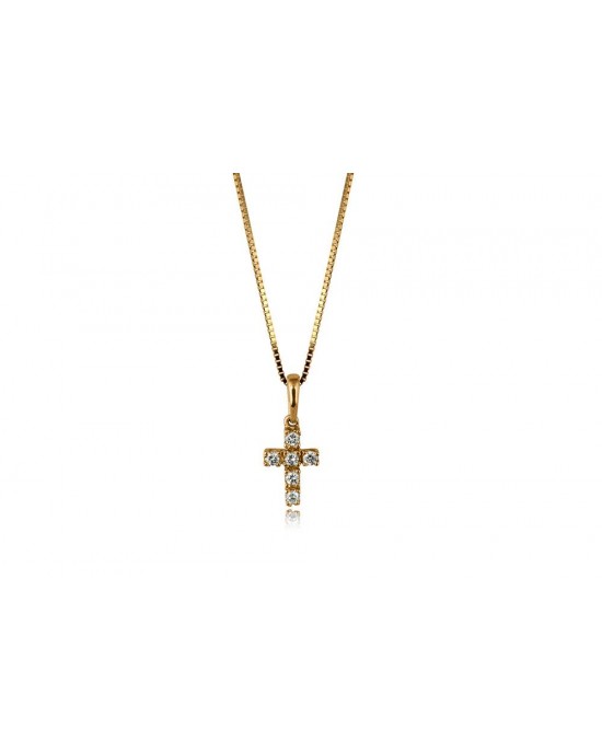 K18 Pink Gold Cross with Diamonds 0.10ct
