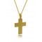 Hammered baptism cross and chain in 14k gold