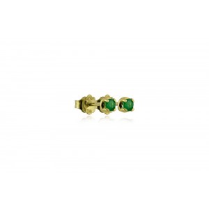 Solitaire earrings with 0.21ct emeralds in 18K gold