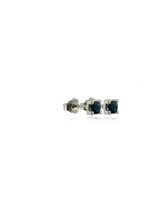 Earrings with blue sapphire in 18K white gold 