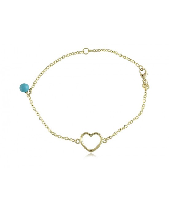 K14 Gold Heart Bracelet with Arizona Turquoise