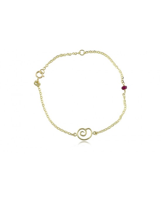 Snail bracelet with ruby in 14k gold