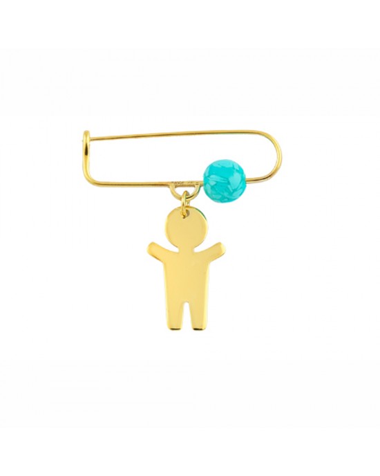 Baby pin with turquoise in 14k gold Ekan