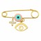Baby pin with evil eye in 14k gold