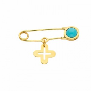 Baby pin with cross in 14k gold, Ekan