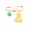 Little bear baby pin with turquoise in 14k gold Ekan