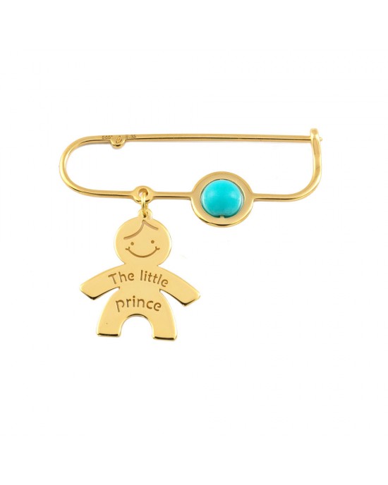 Baby pin with turquoise in 14k gold Ekan