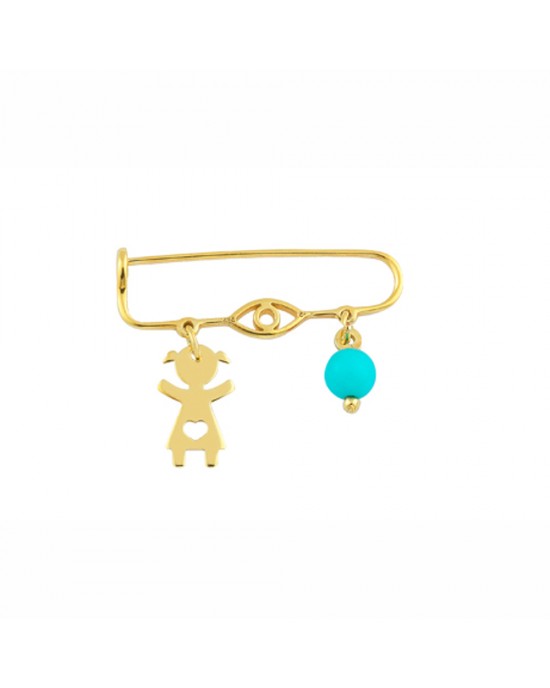 Baby pin with turquoise in 14k gold Ekan Baby pin with turquoise in 14k gold Ekan