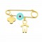 Baby pin with evil eye and cross in 14k gold Ekan