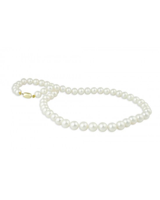 Round pearl necklace 7-7,5mm in 14K Gold 
