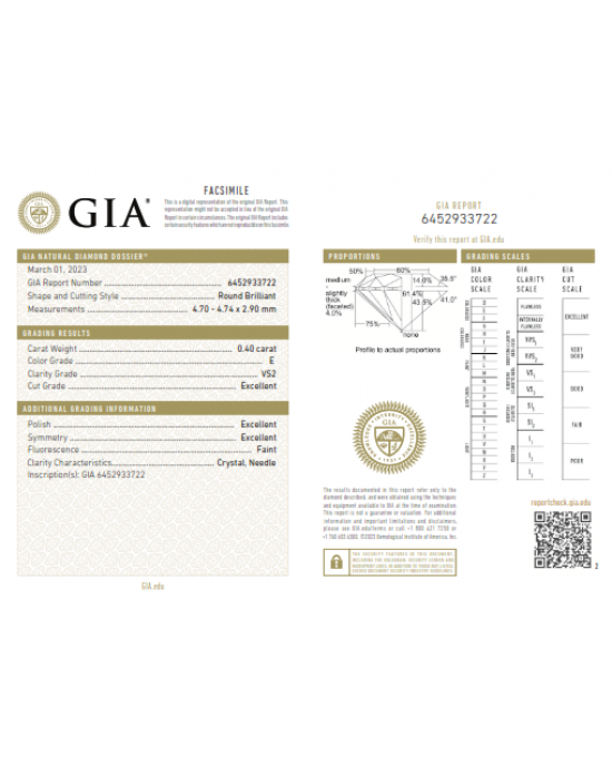 Diamond stud earrings 0.80ct t.w. in 18k white gold, GIA Certified