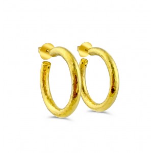 Hammered hoop earrings in 18k Gold