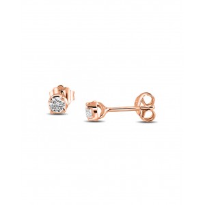Μονόπετρα σκουλαρίκια από ροζ χρυσό Κ18 με διαμάντια 0.30ct
