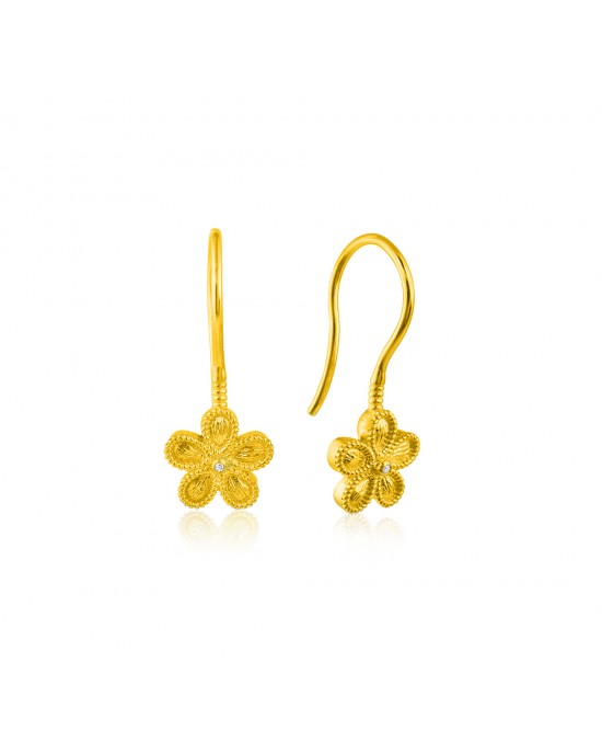 Byzantine "Daisy" earrings with diamonds in 18k gold