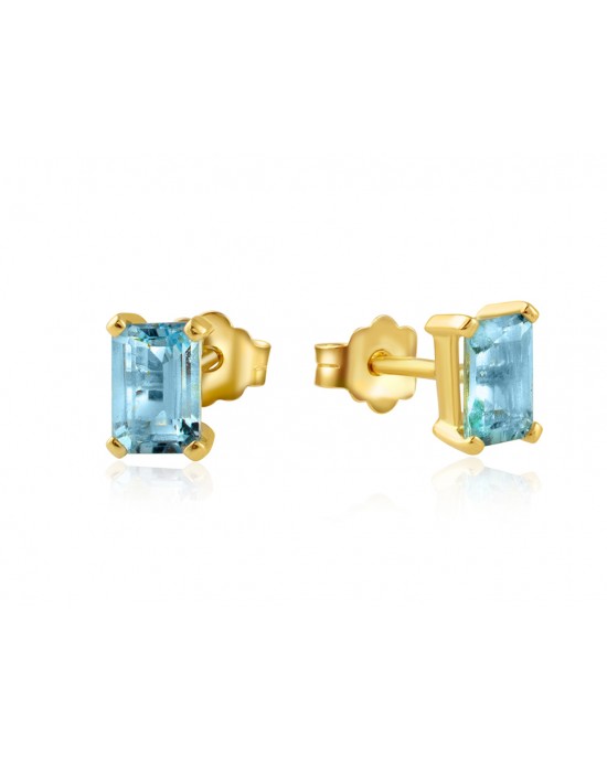 Καρφωτά σκουλαρίκια με aquamarine από χρυσό Κ14