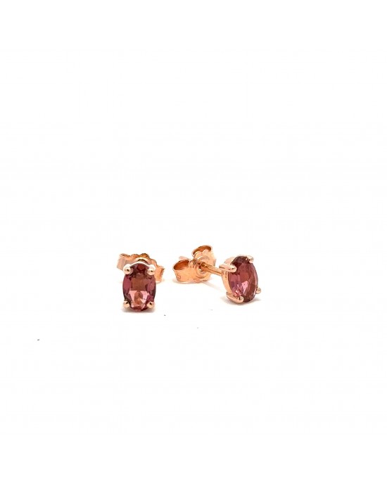 Μονόπετρα σκουλαρίκια με τουρμαλίνες από ροζ χρυσό Κ14