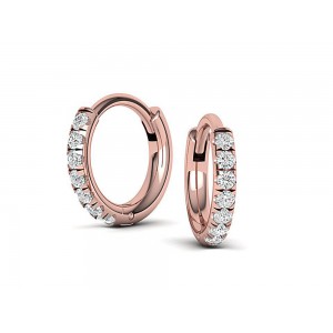 Σκουλαρίκια κρίκοι με διαμάντια από ροζ χρυσό Κ18 