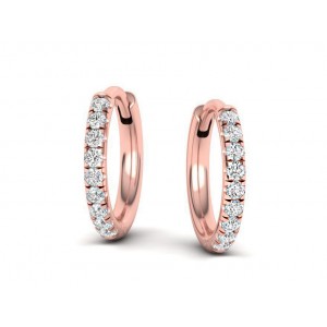 Pave hoop diamond earrings in 18k rose gold 
