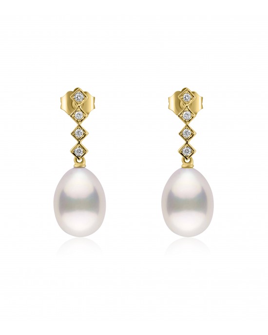 Earrings with pearls & diamonds in 18k gold