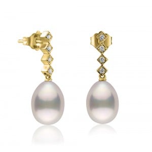 Σκουλαρίκια με μαργαριτάρια και διαμάντια από χρυσό Κ18