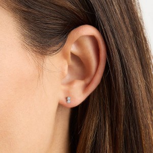 Καρφωτά σκουλαρίκια με διαμάντια από λευκό χρυσό Κ18 