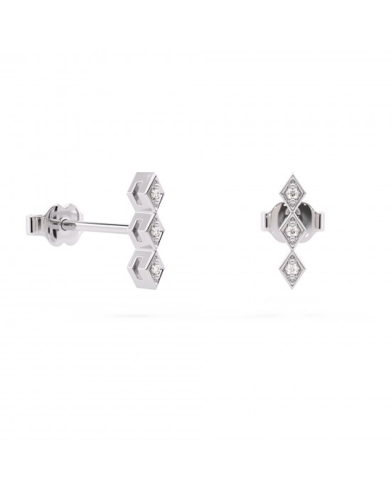 Diamond stud earrings in rombus shape in 18k White Gold
