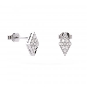 Rhombus-shaped diamond earrings in 18k white gold