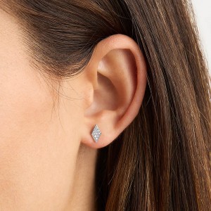 Σκουλαρίκια ρόμβοι με διαμάντια από λευκό χρυσό Κ18 