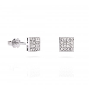 Square-shaped diamond earrings in 18k white gold