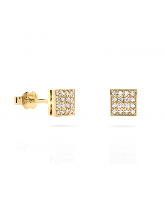 Τετράγωνα καρφωτά σκουλαρίκια με διαμάντια από λευκό χρυσό Κ18 
