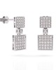 Square-shaped dangling earrings with diamonds 0.60ct in 18k white gold