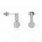 Round dangling earrings with diamonds in 18k white gold