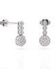 Round dangling earrings with diamonds in 18k white gold