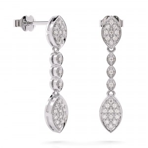 Κρεμαστά σκουλαρίκια με διαμάντια από λευκόχρυσο Κ18