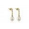 Hanging earrings with drop pearls and diamonds in 18k gold