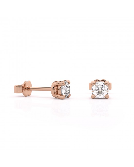 Μονόπετρα σκουλαρίκια με διαμάντια συνολικού βάρους 0,80ct από ροζ χρυσό Κ18 με πιστοποιητικό GIA
