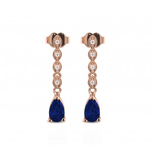 Dangling sapphire and diamonds earrings in 18k Rose gold