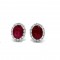 Ruby halo earrings with diamonds in 18k white gold