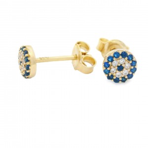 Καρφωτά σκουλαρίκια ''Μάτι'' με Ζιρκόν από χρυσό Κ14