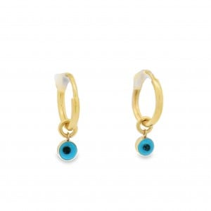 Στρογγυλοί κρίκοι με ματάκι από χρυσό Κ14 