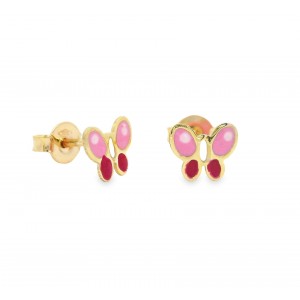 Butterfly enamel earrings in 14k gold 