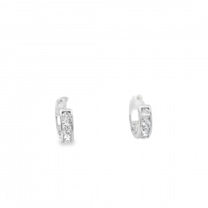 Σκουλαρίκια κρίκοι με ζιρκόν από λευκό χρυσό Κ14