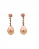 Κρεμαστά σκουλαρίκια με μαργαριτάρια σταγόνα και διαμάντια από ροζ χρυσό Κ18 